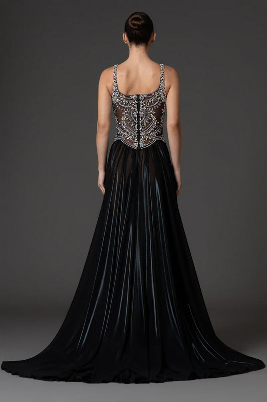 Crystal Bodice & Chiffon Lamé Skirt