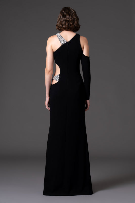 Black CrΓͺpe Cutout Dress