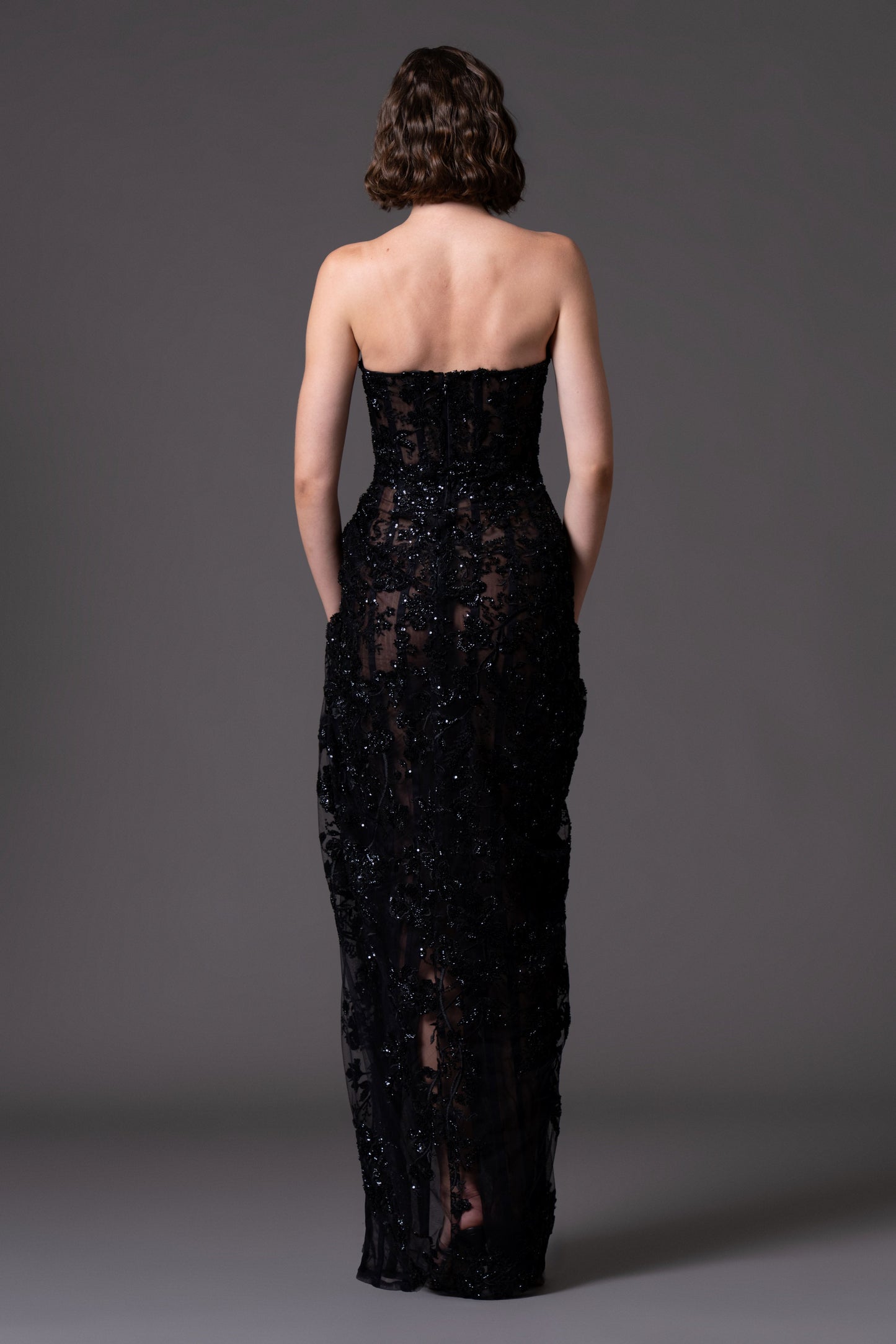 Tulle Embroidered Corseted Gown