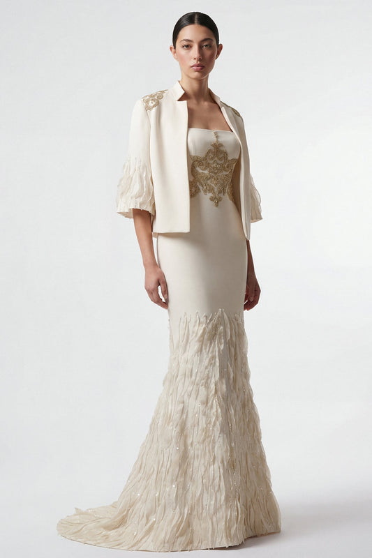 Strapless Embroidered Mermaid Gown