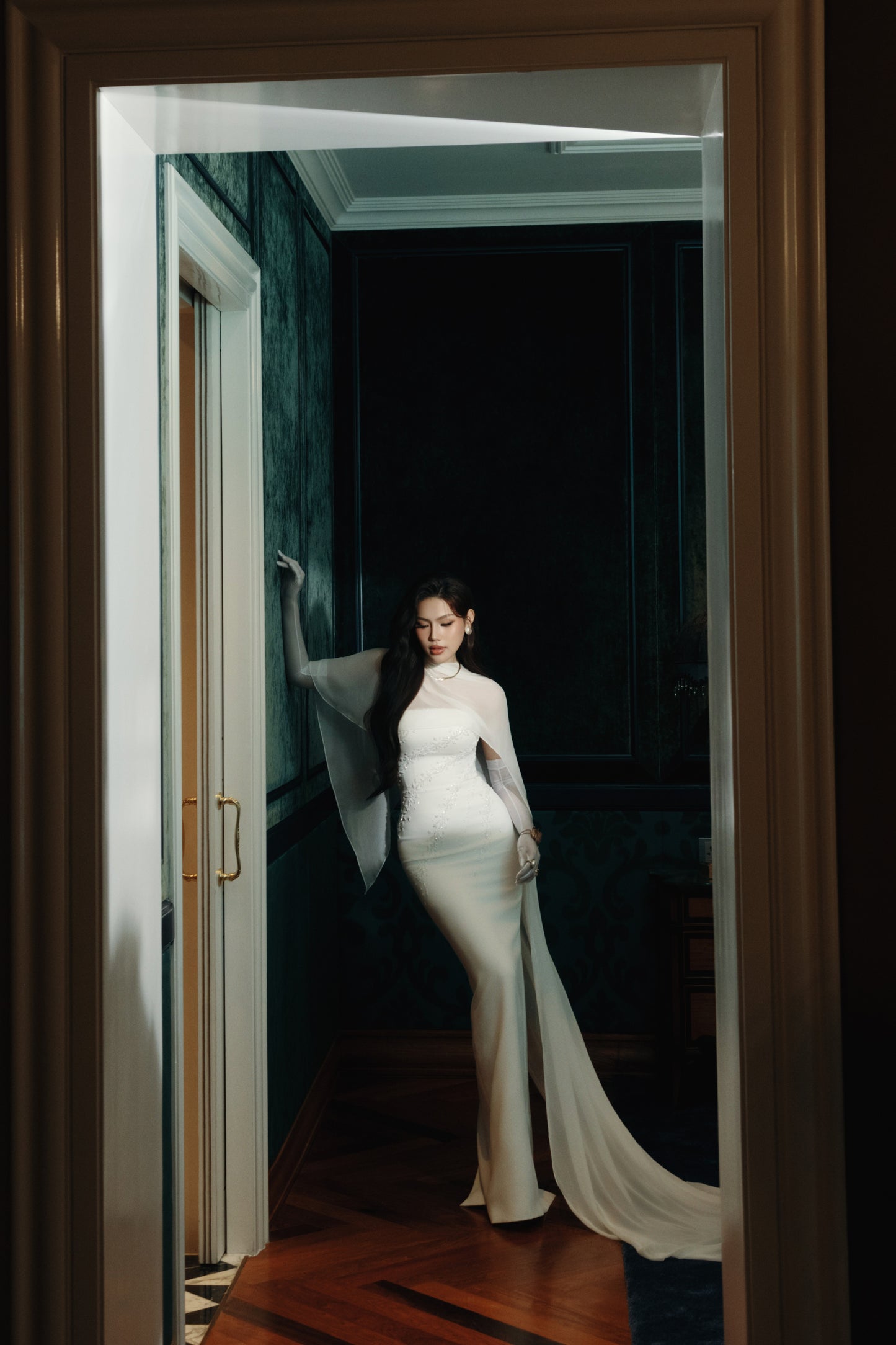 Liquid Light Cape Gown