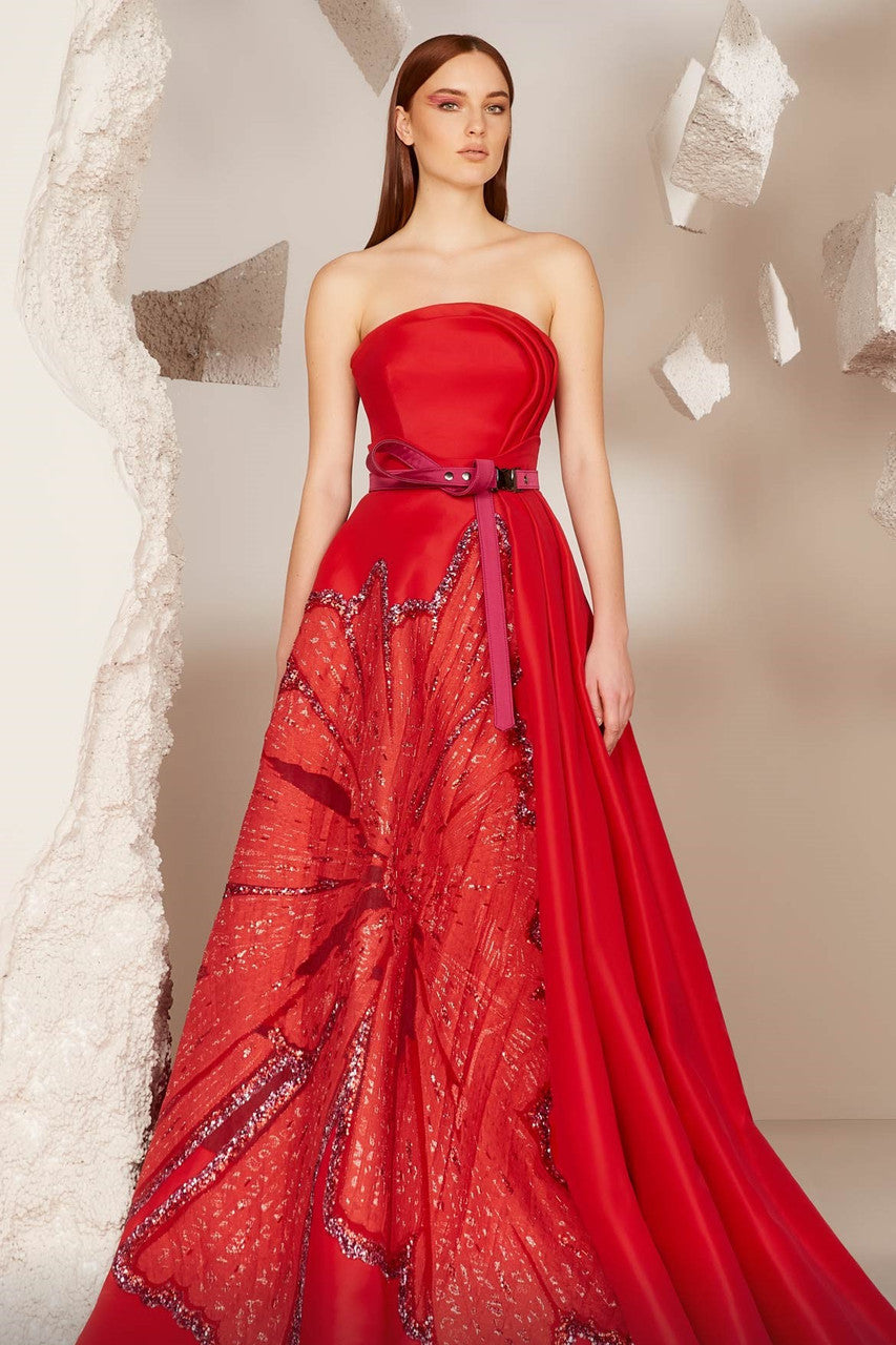Strapless A Line Gown