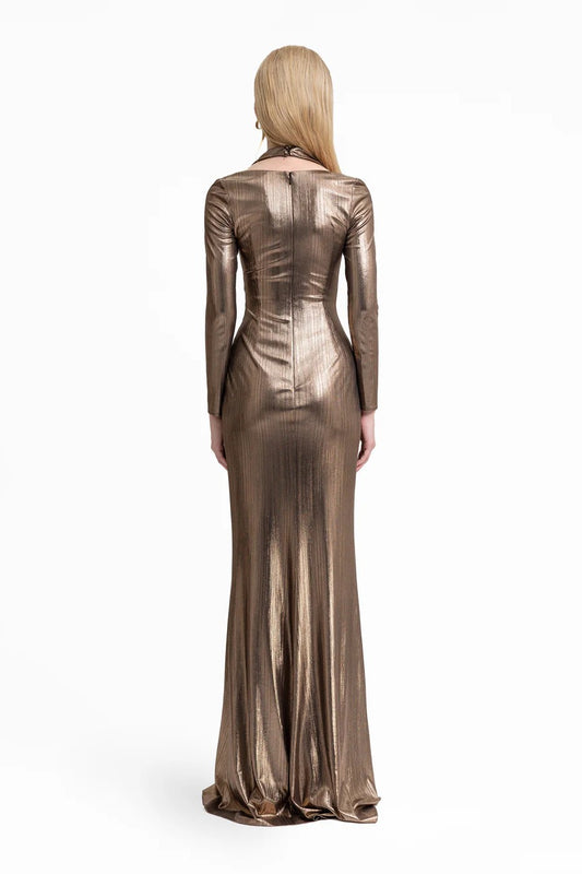 Lamé Jersey Dress with Cut-Outs