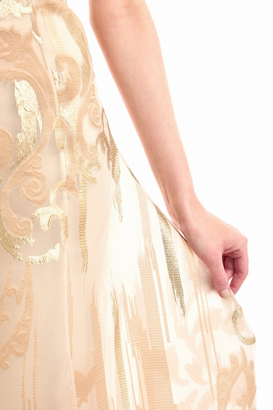 Strapless Jacquard Dress - Beige