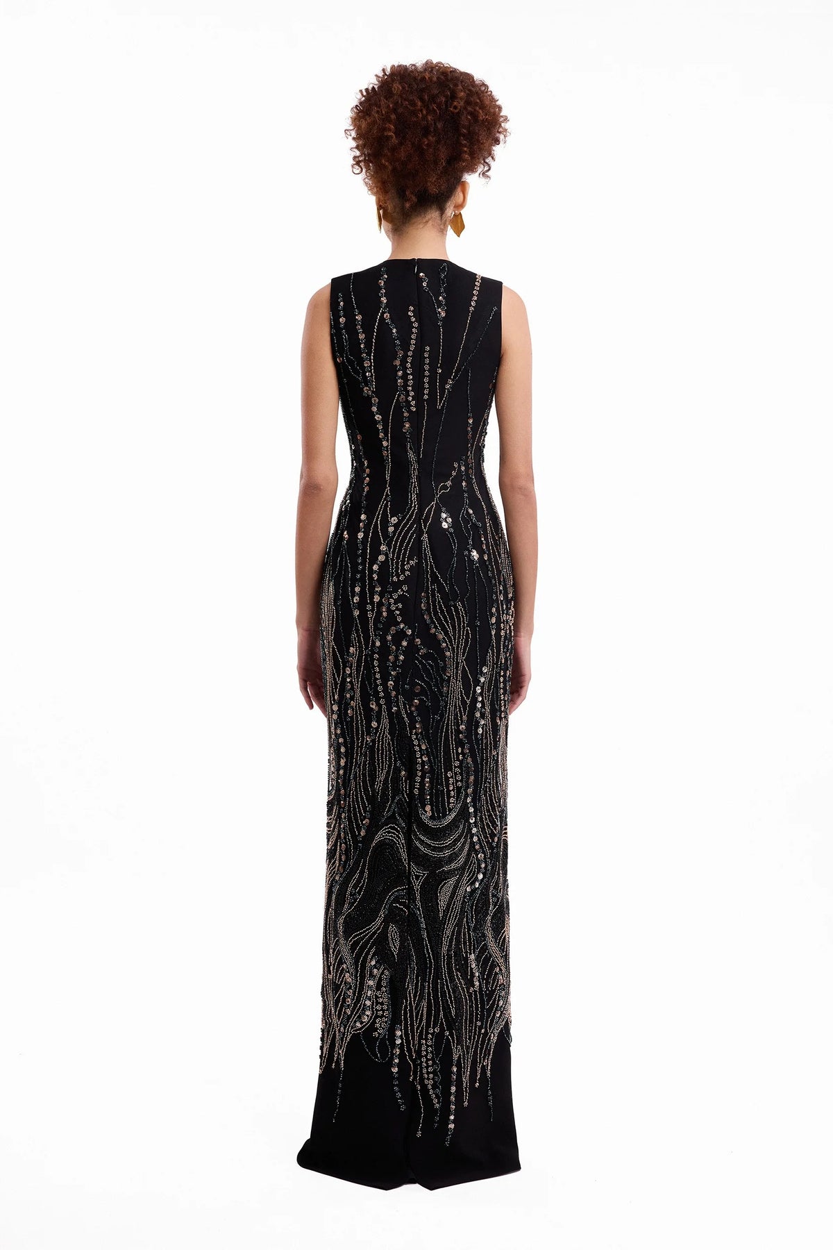 Beaded V-Neck Cape Dress