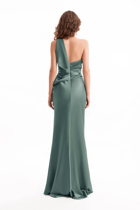 One-Shoulder Satin Dress
