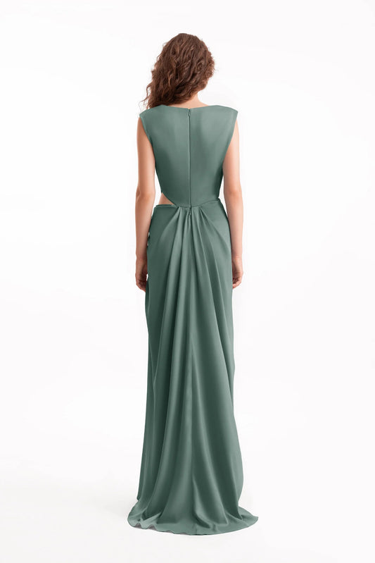 Cowl-Neck Draped Dress