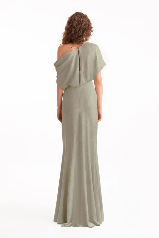 Gold Buckle Asymmetrical Draped Dress