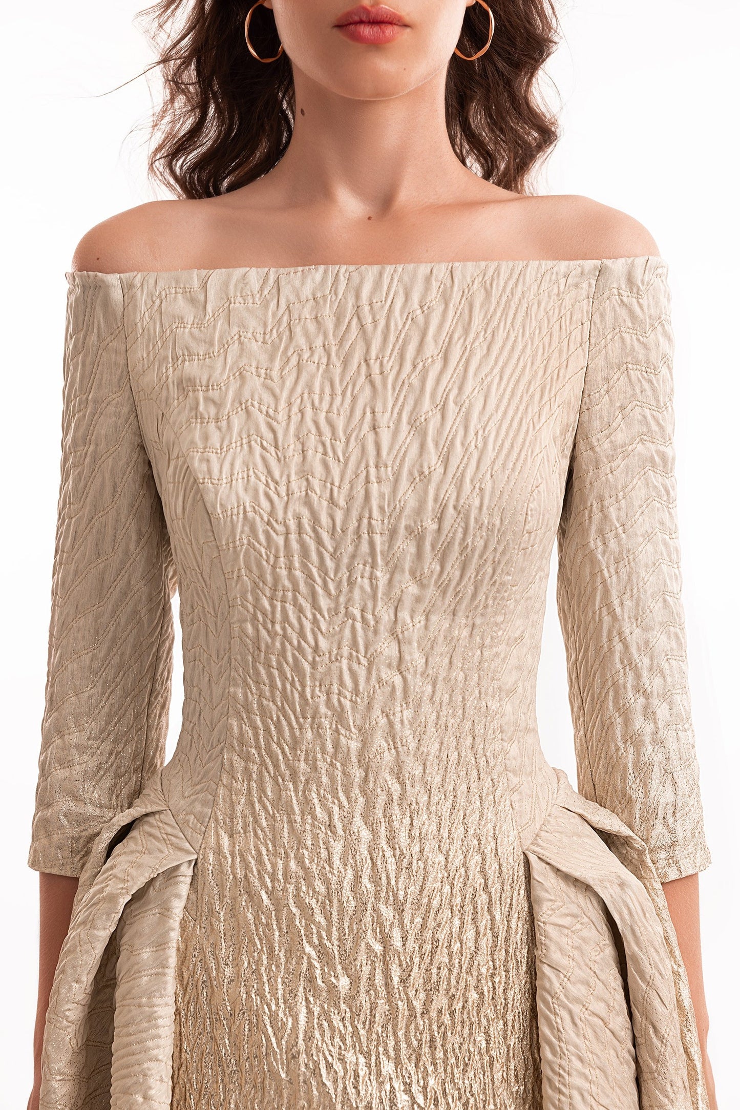 Ombré Off-Shoulder Jacquard Dress
