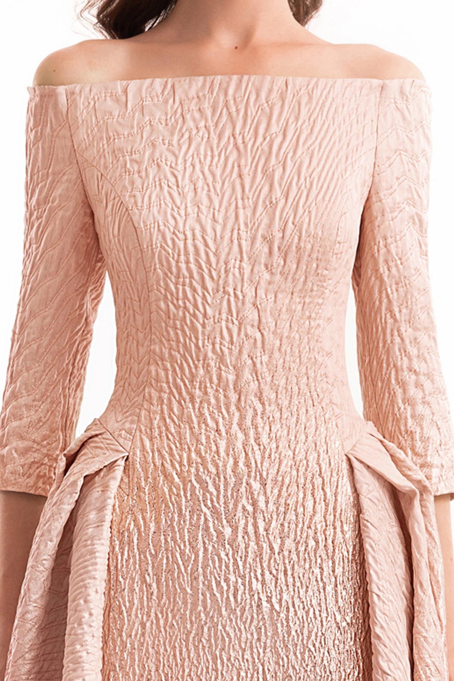 Ombré Off-Shoulder Jacquard Dress