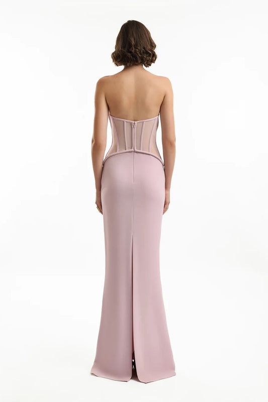 Strapless Dress with Sheer Corset