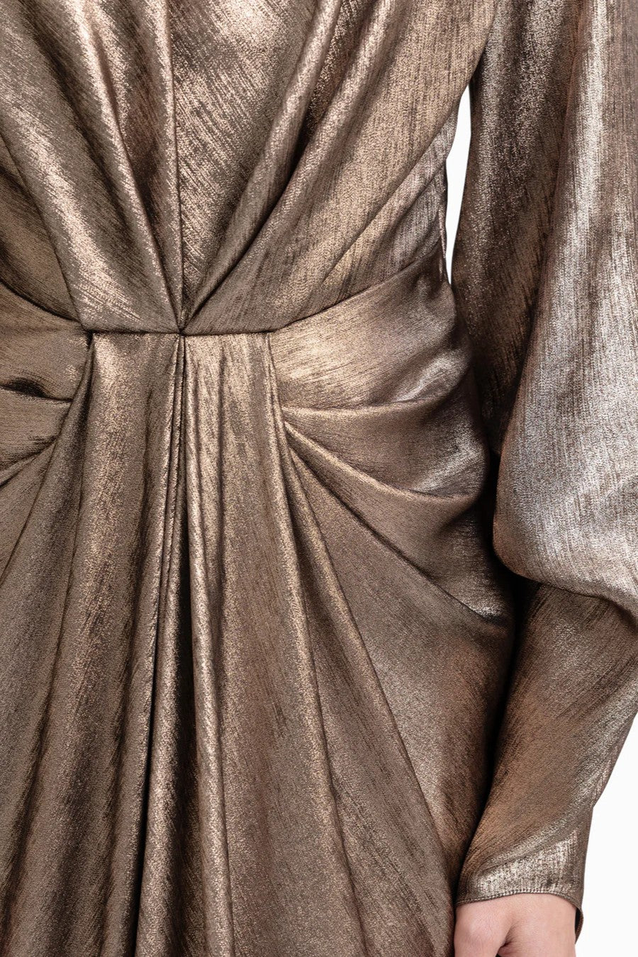 Draped Lamé Dress with Ruffles