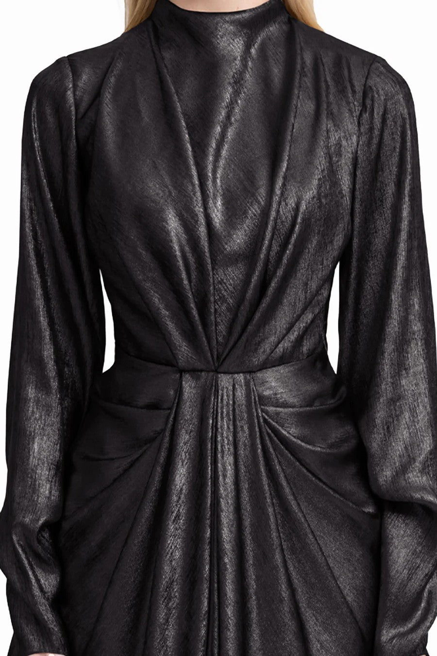 Draped Lamé Dress with Ruffles
