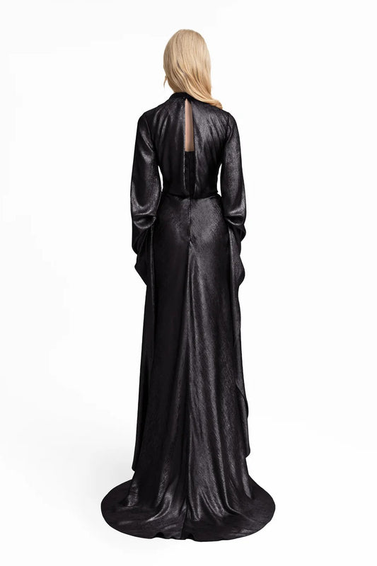 Draped Lamé Dress with Ruffles