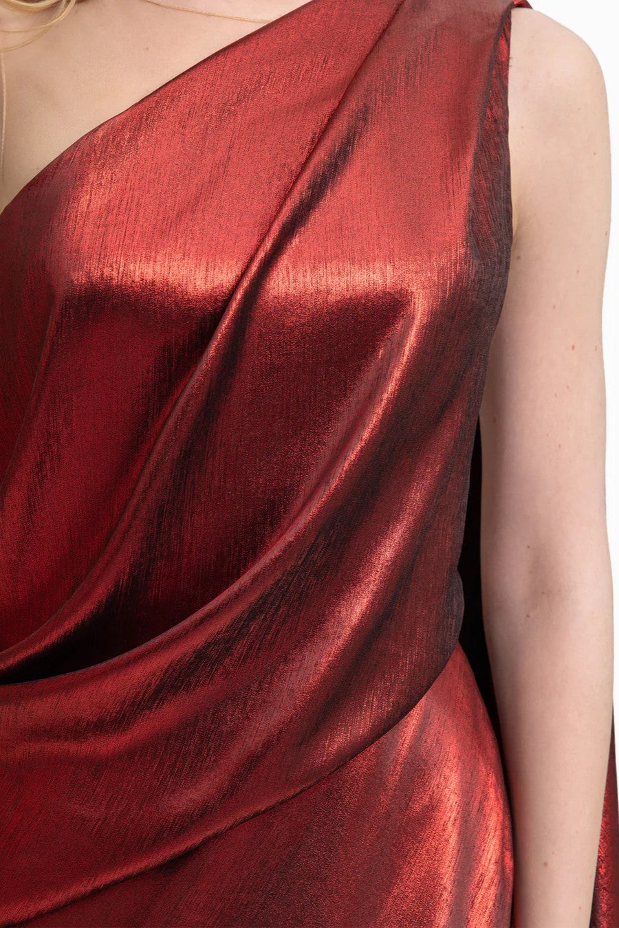 Asymmetrical Lamé Dress with Cape Back