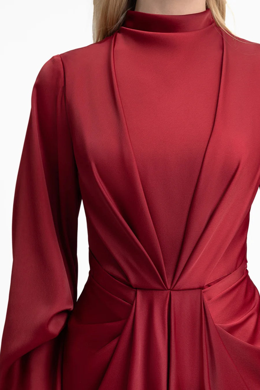 Draped Waist Dress with Ruffled Sleeves