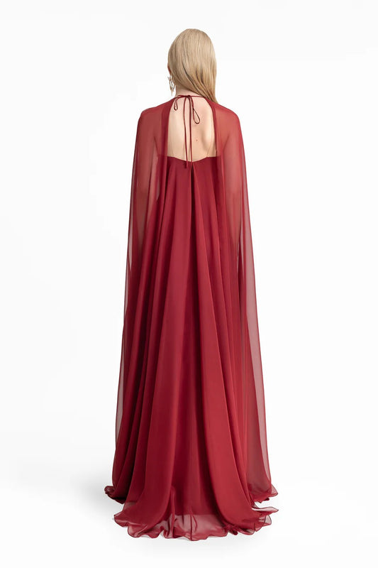 Bow Detail Dress with Cape Sleeves