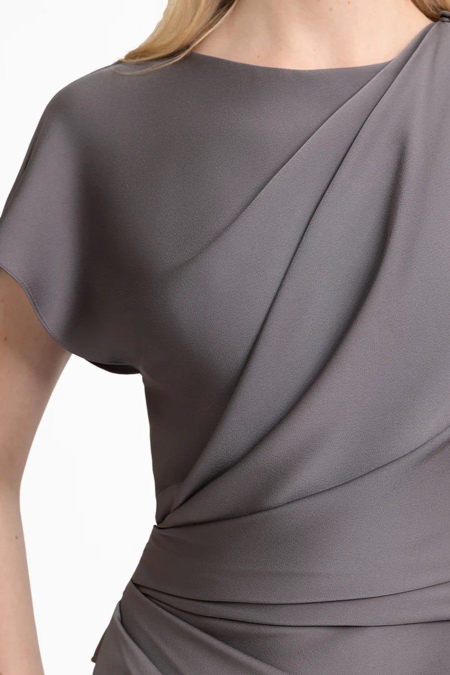 Asymmetrical Draped Satin Dress