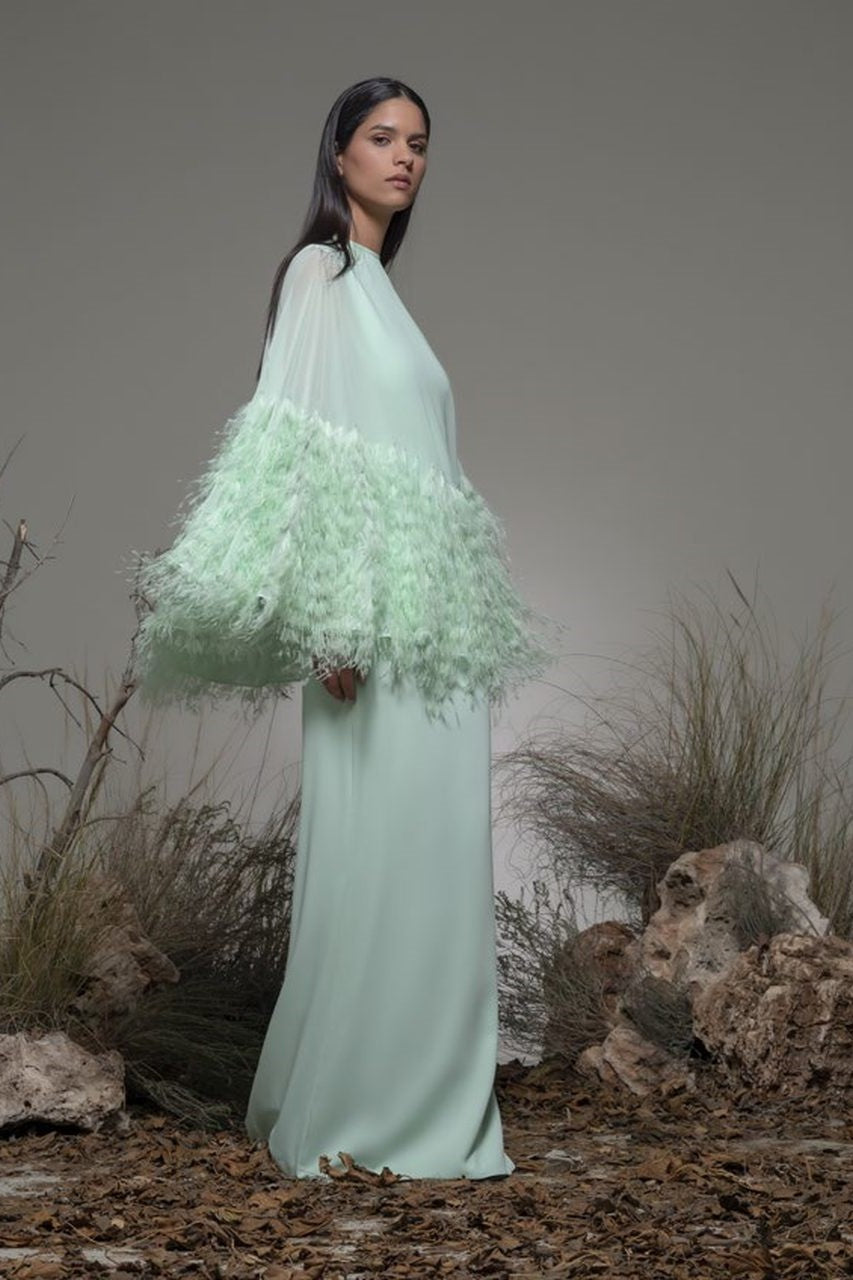 Bellante Sleeveless Gown with Cape