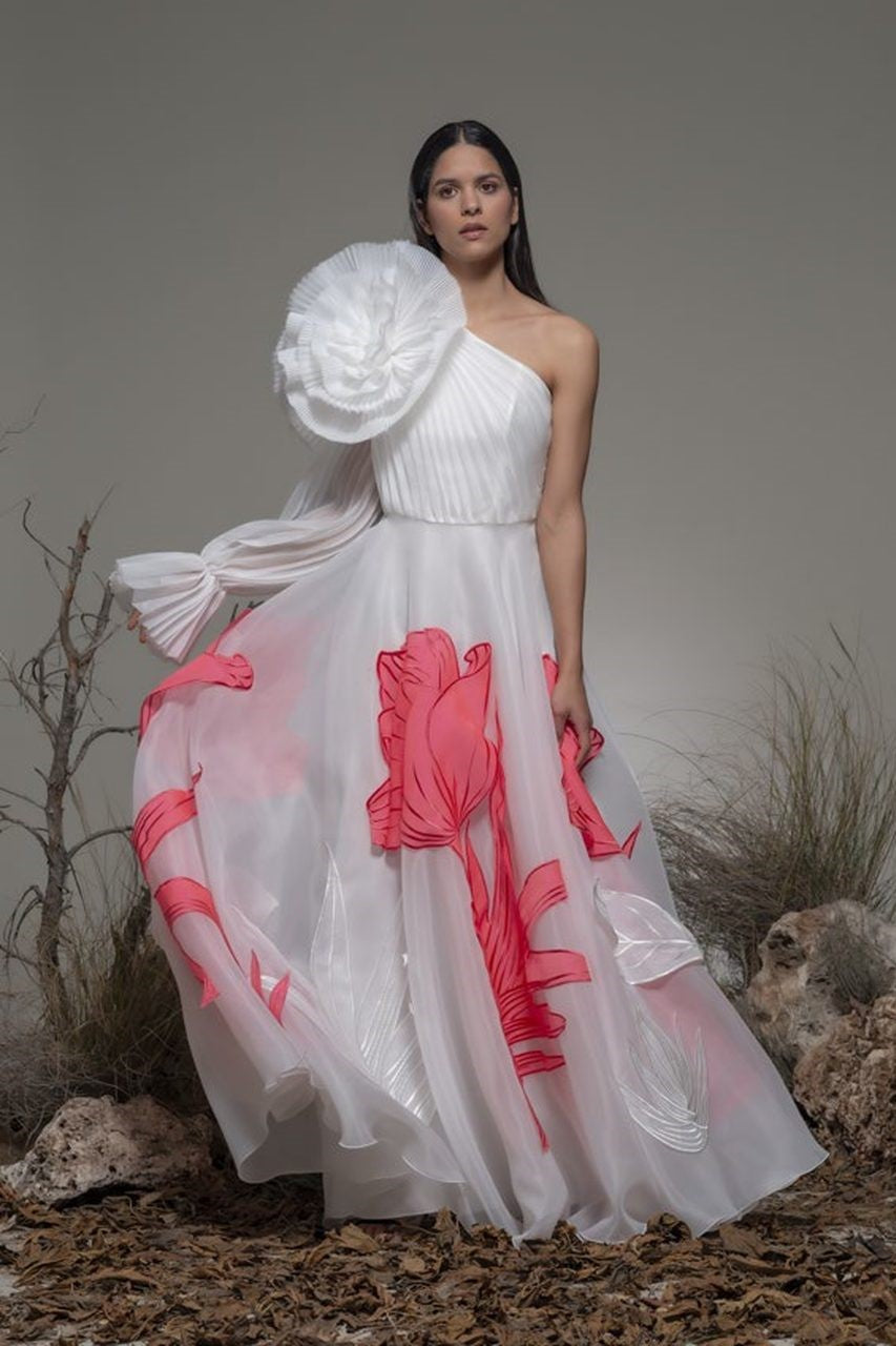 Bernezzo One Shoulder Floral Gown