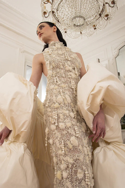 Sleeveless Embroidered Gown with Opera Coat