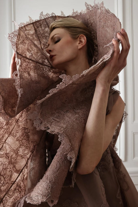 Mermaid Corset Gown with Lace Cape