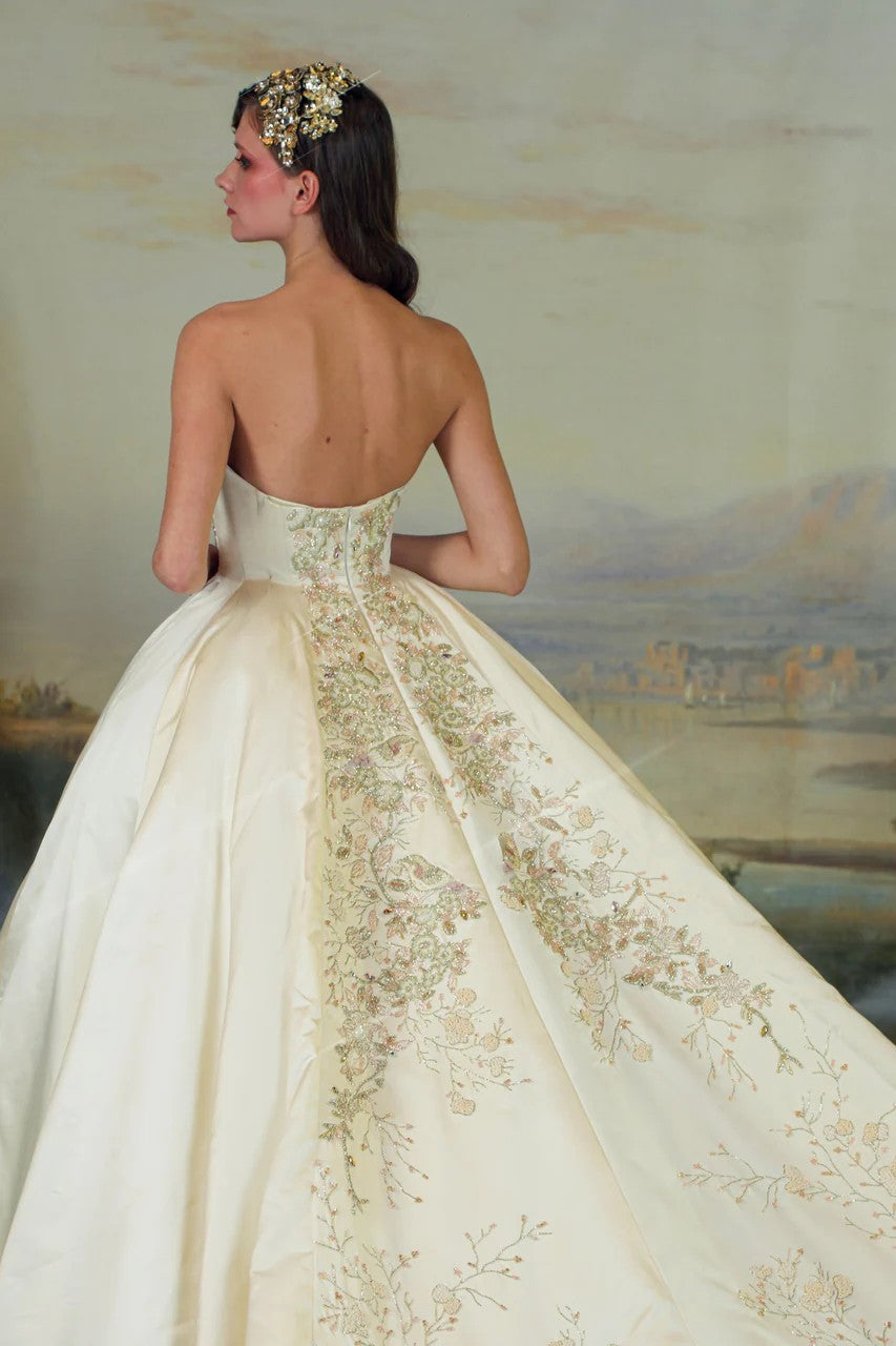 Strapless Regal Embroidered Ball Gown