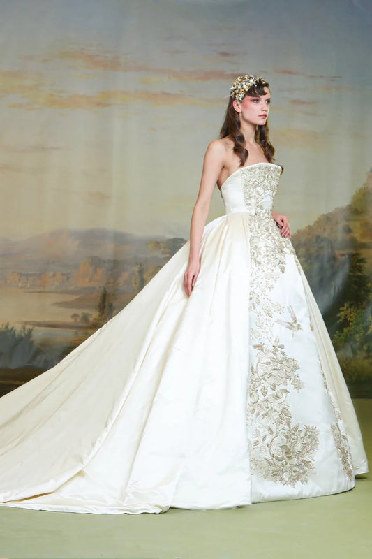 Strapless Regal Embroidered Ball Gown