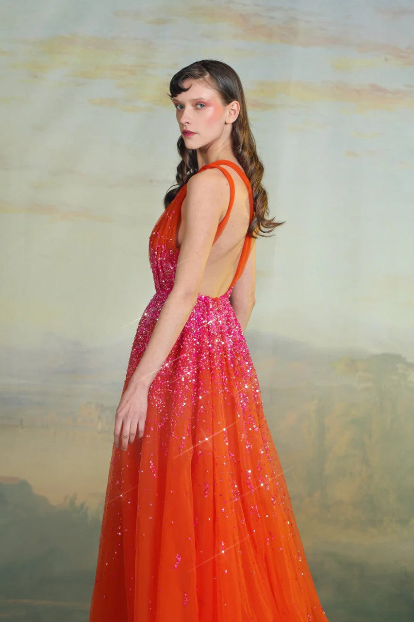 One-Shoulder Sequin Gown