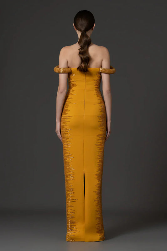 Off-Shoulder Crêpe Dress