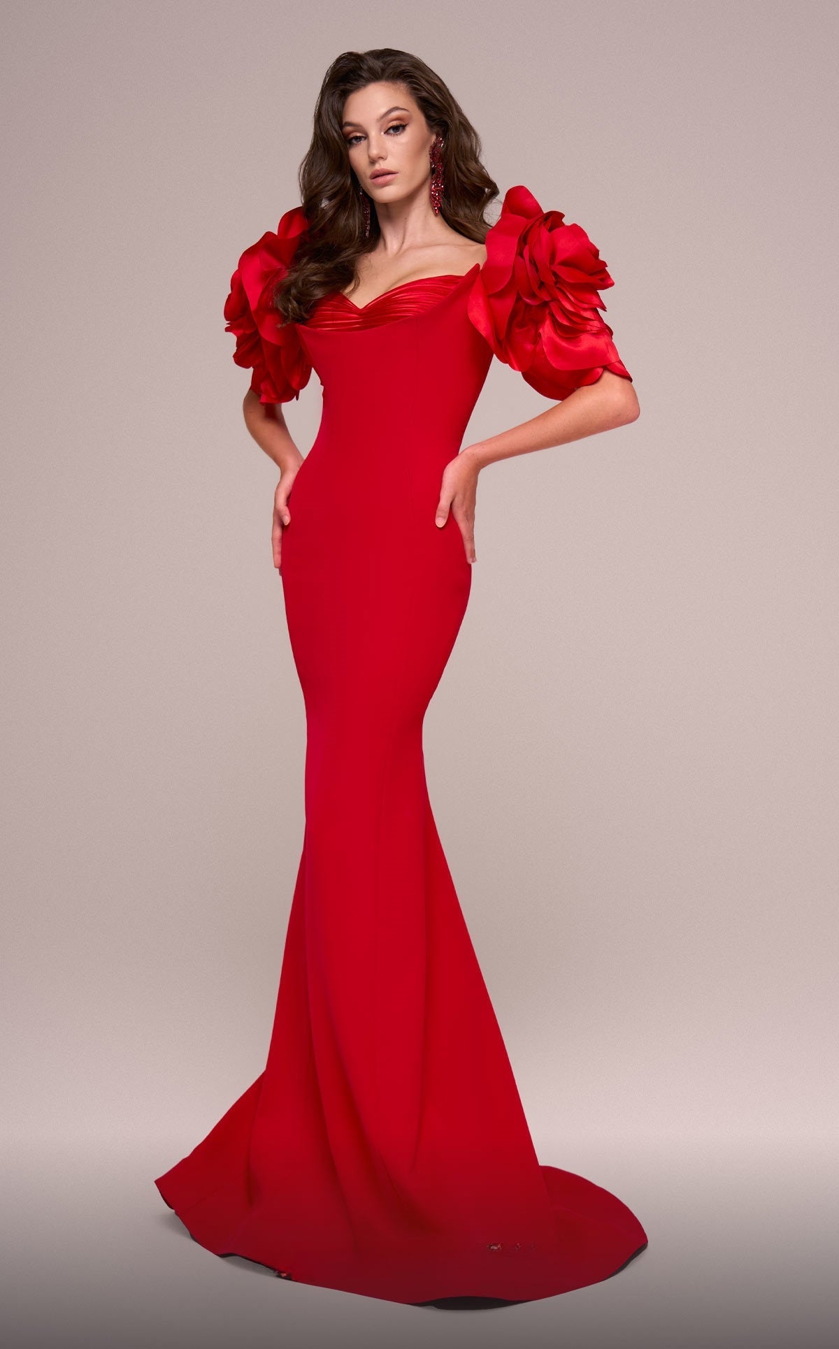 3D Floral Short Sleeve Gown