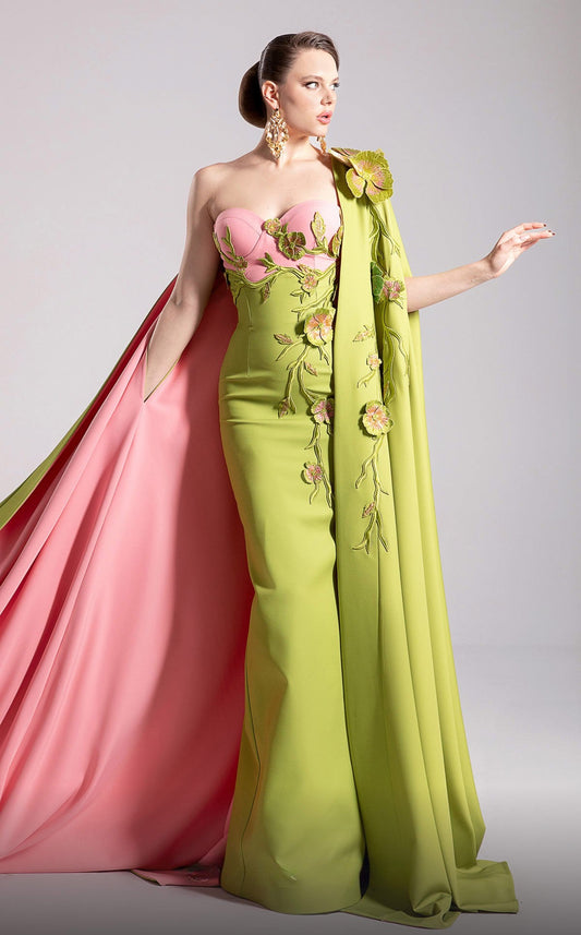 Floral Gown with Cape