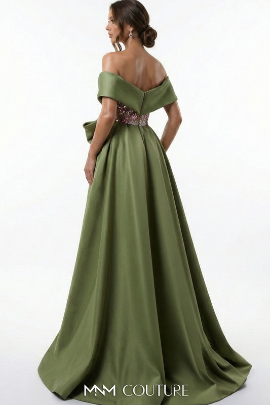 Sequin & Satin Double Skirt Gown