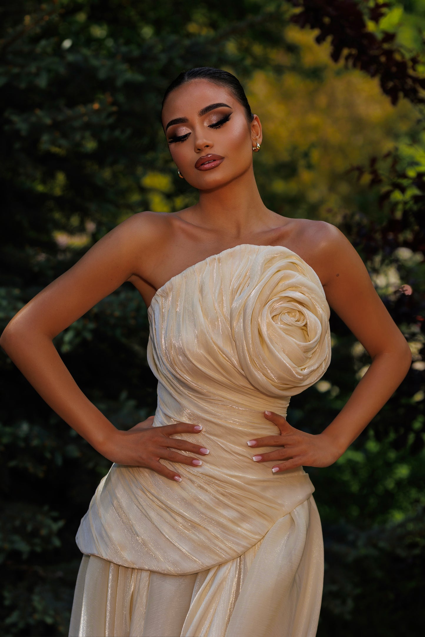 Strapless Flower Detail Gown