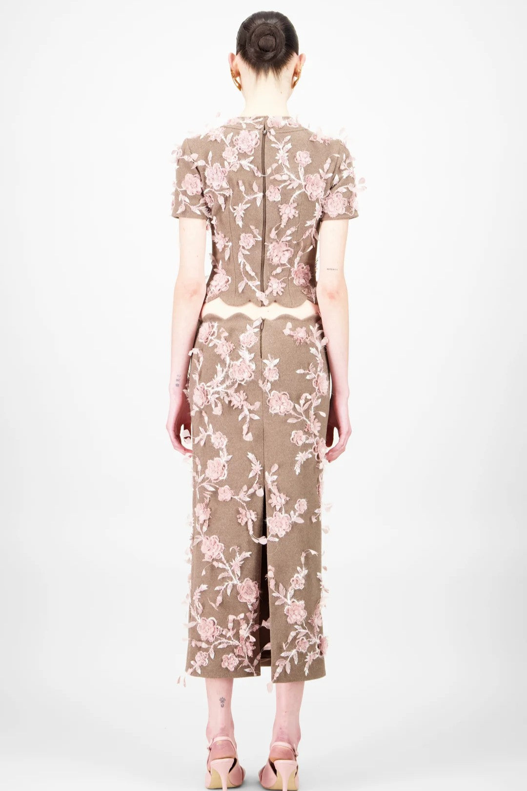 Floral Wool Blouse & Skirt