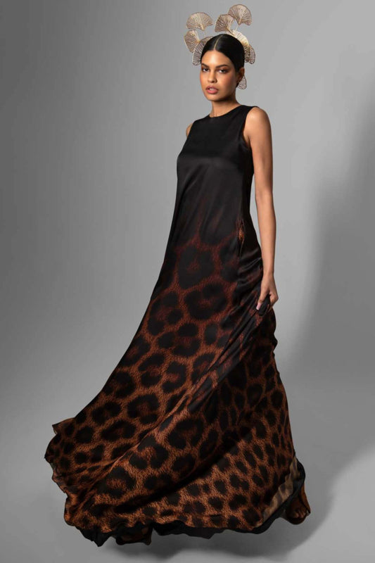 Vestido largo de leopardo sin mangas