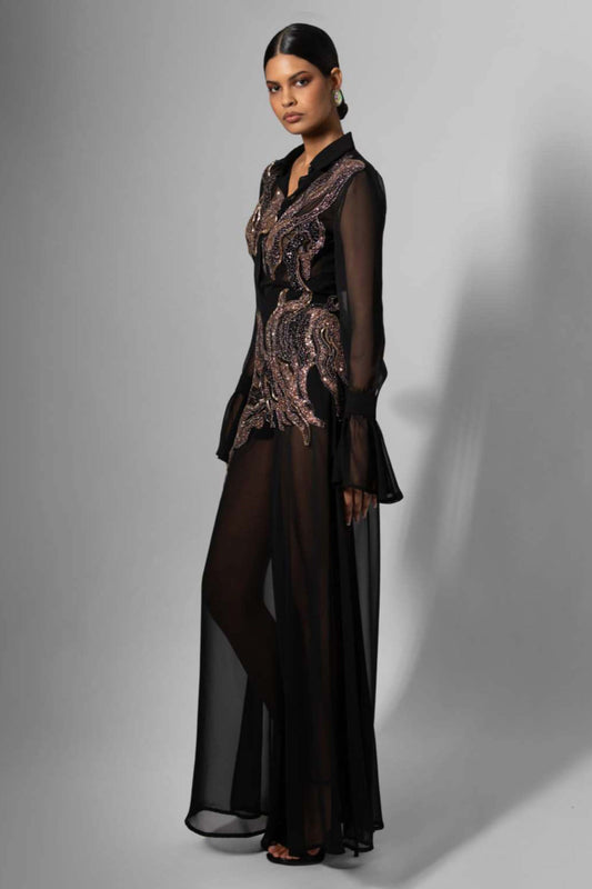 Pantalones transparentes bordados