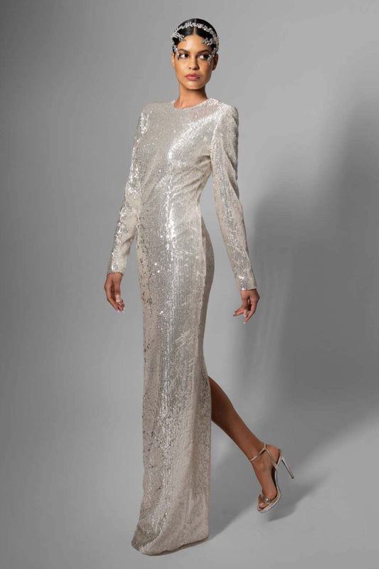 Vestido de lentejuelas plateadas