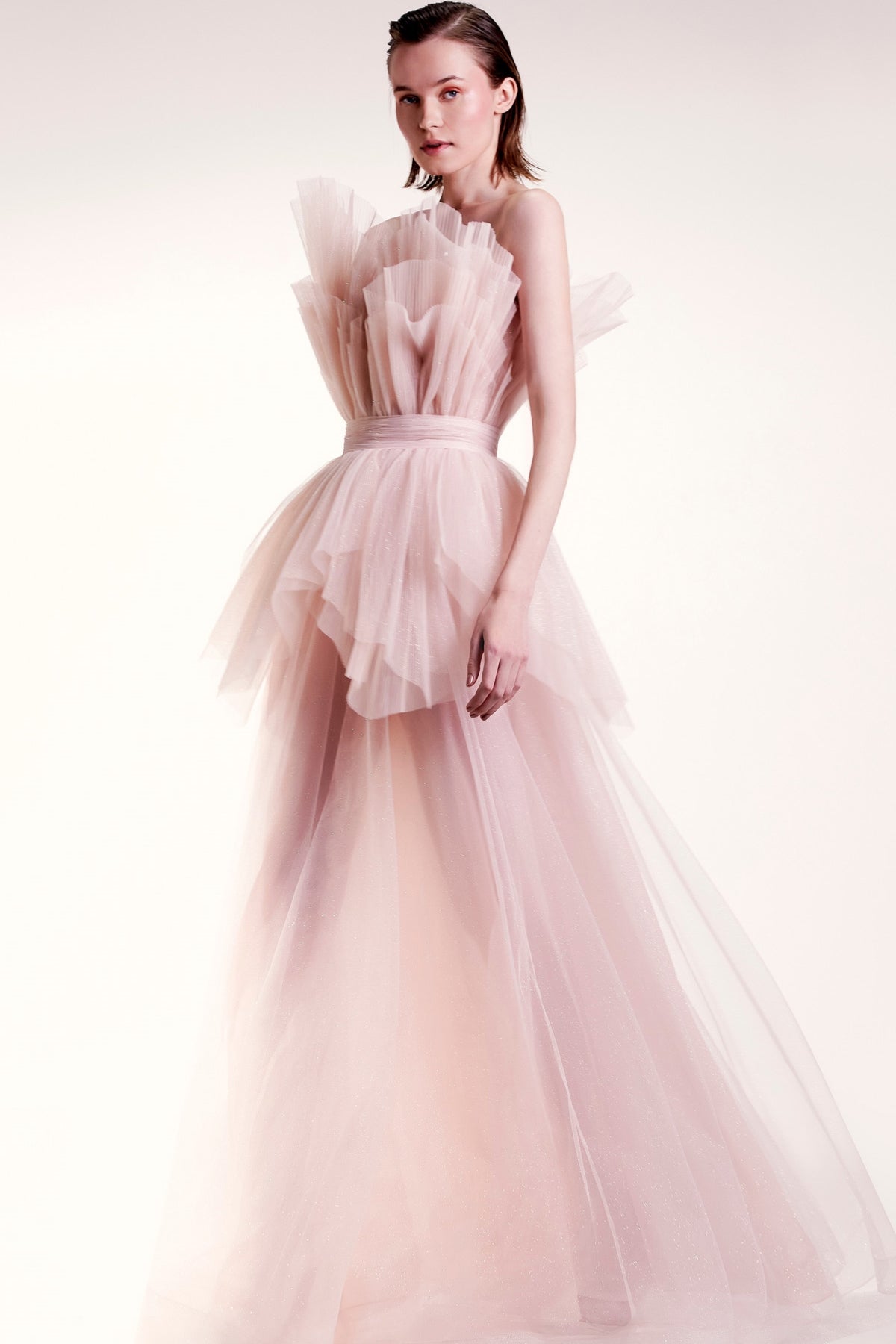 Shirred Structured Ball Gown