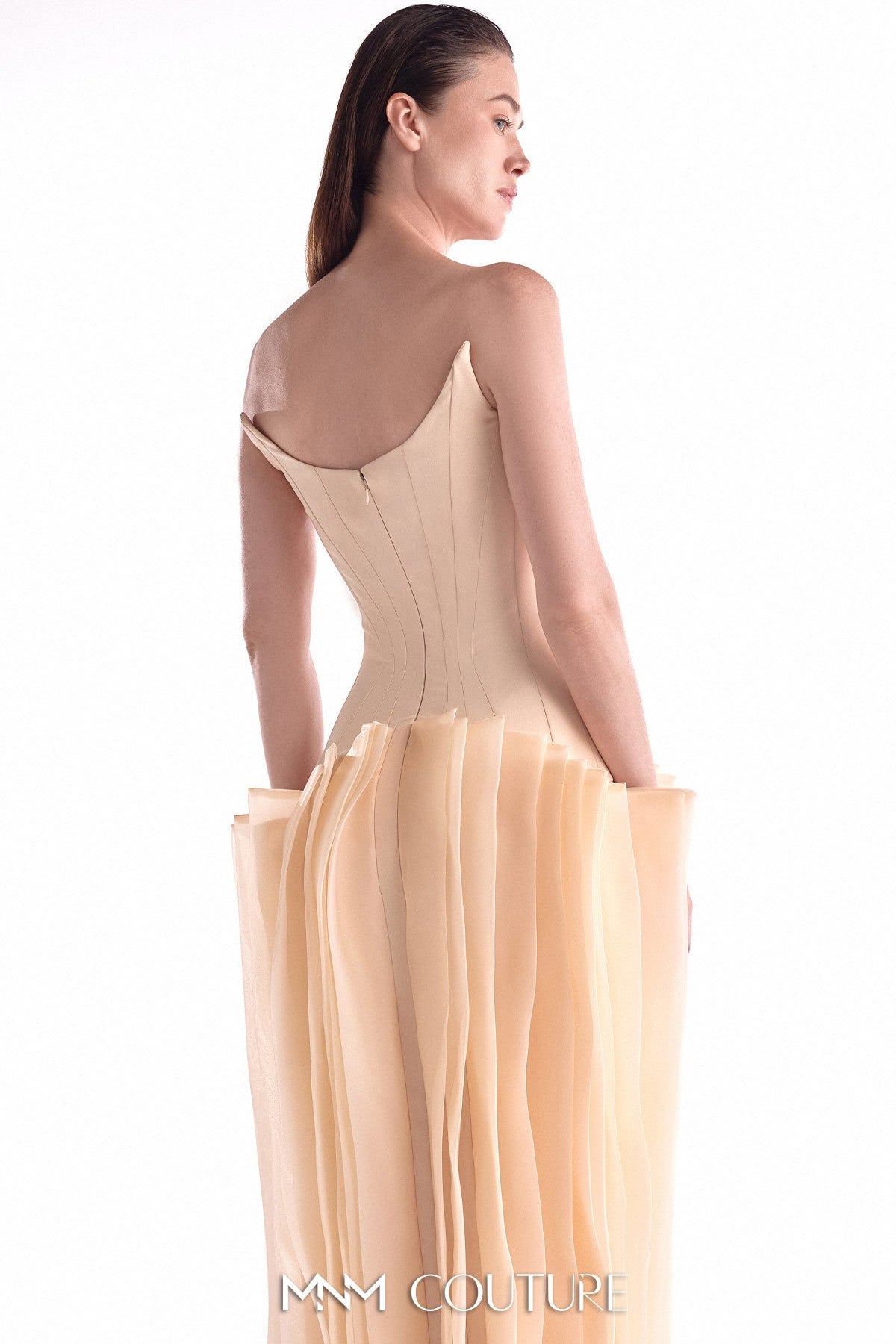 Sculptural Angled Deep-V Gown
