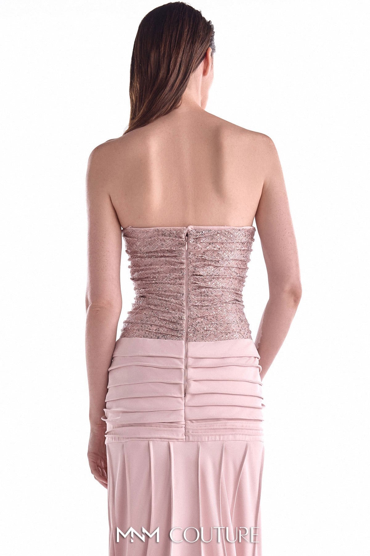 Powder Pink Sequined Lace and Crepe Gown