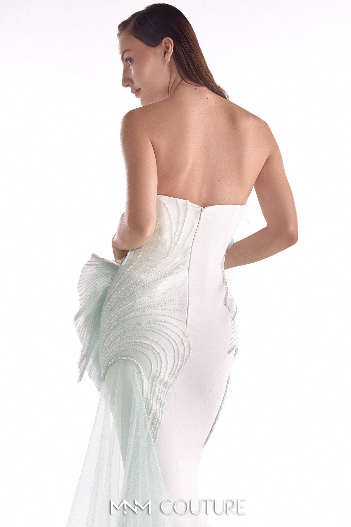 Mint-Kissed Pearl Off-White Mermaid Gown