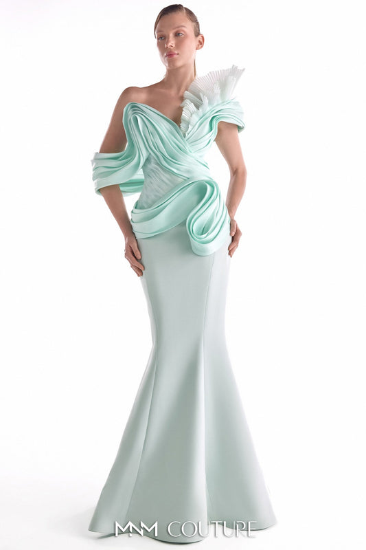 Ethereal Tide Mint Organza Mermaid Gown