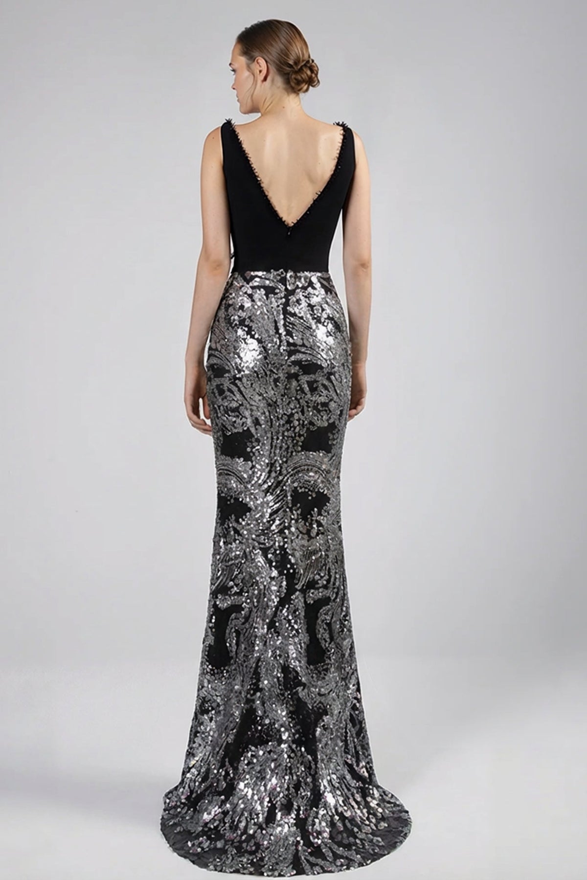 V-Neck Sequin Mermaid Gown