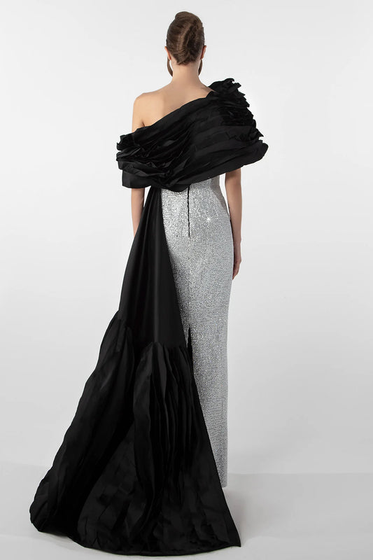 Crystal-Embellished Column Gown
