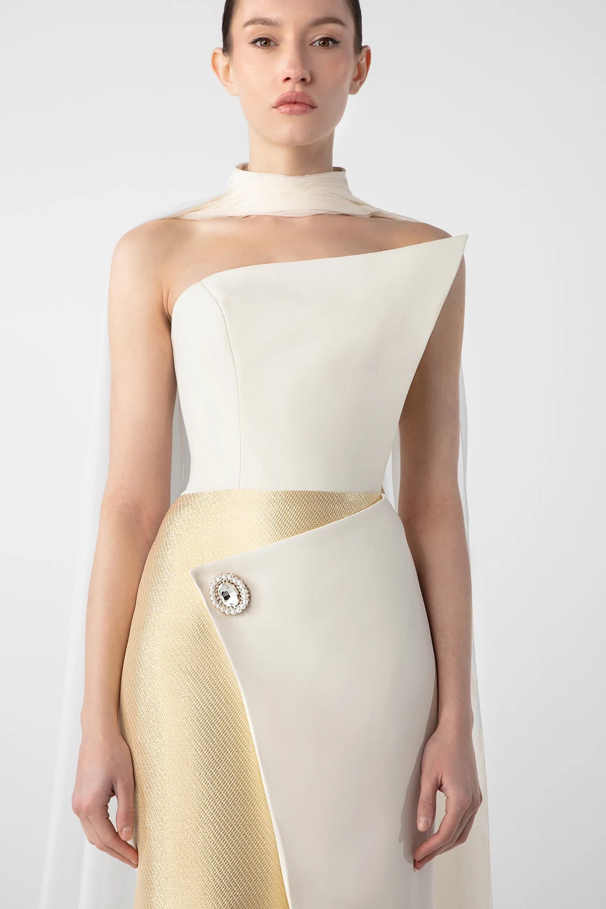 Asymmetrical Strapless Gown