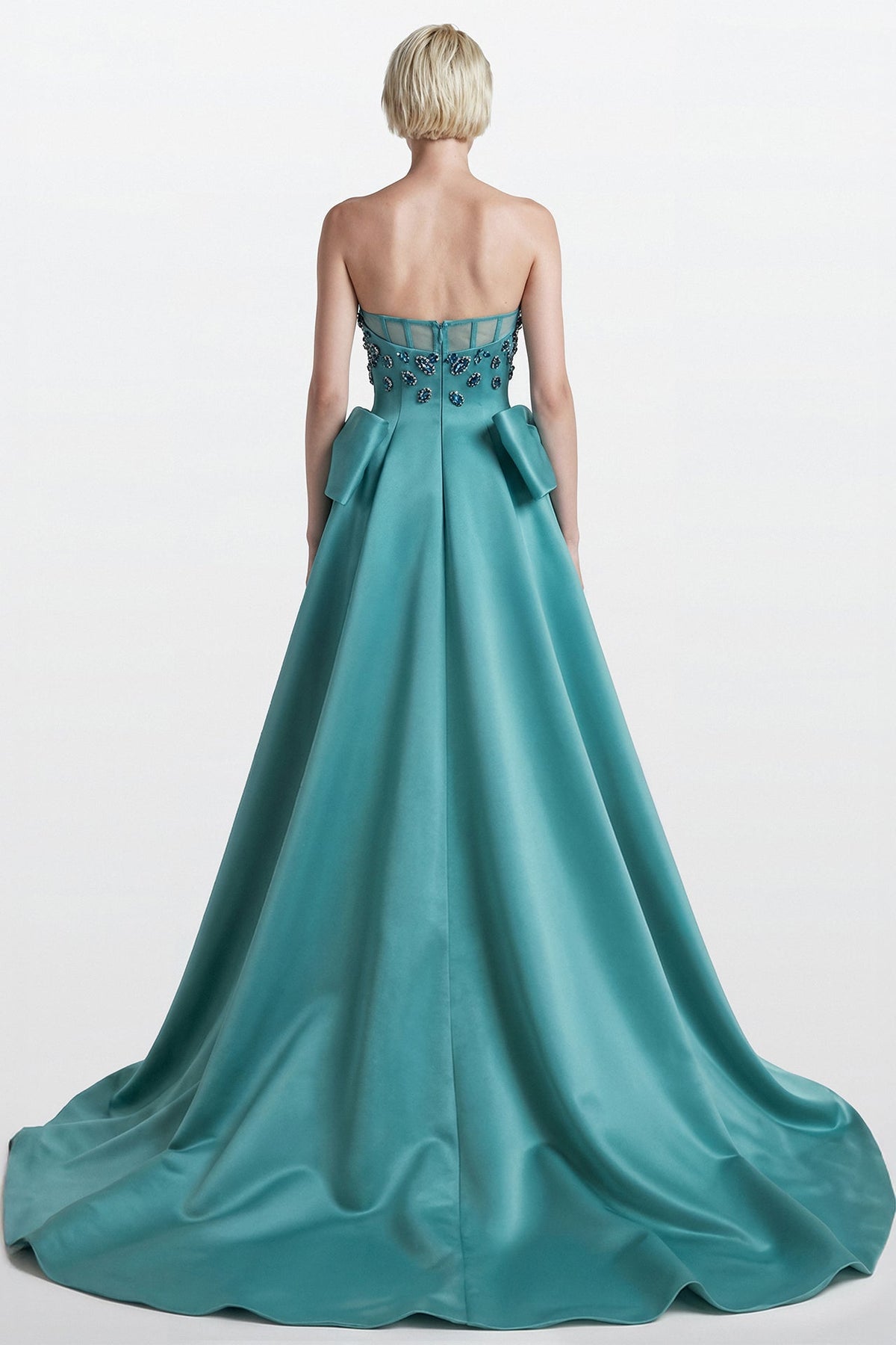 Strapless Crystal Bow Gown