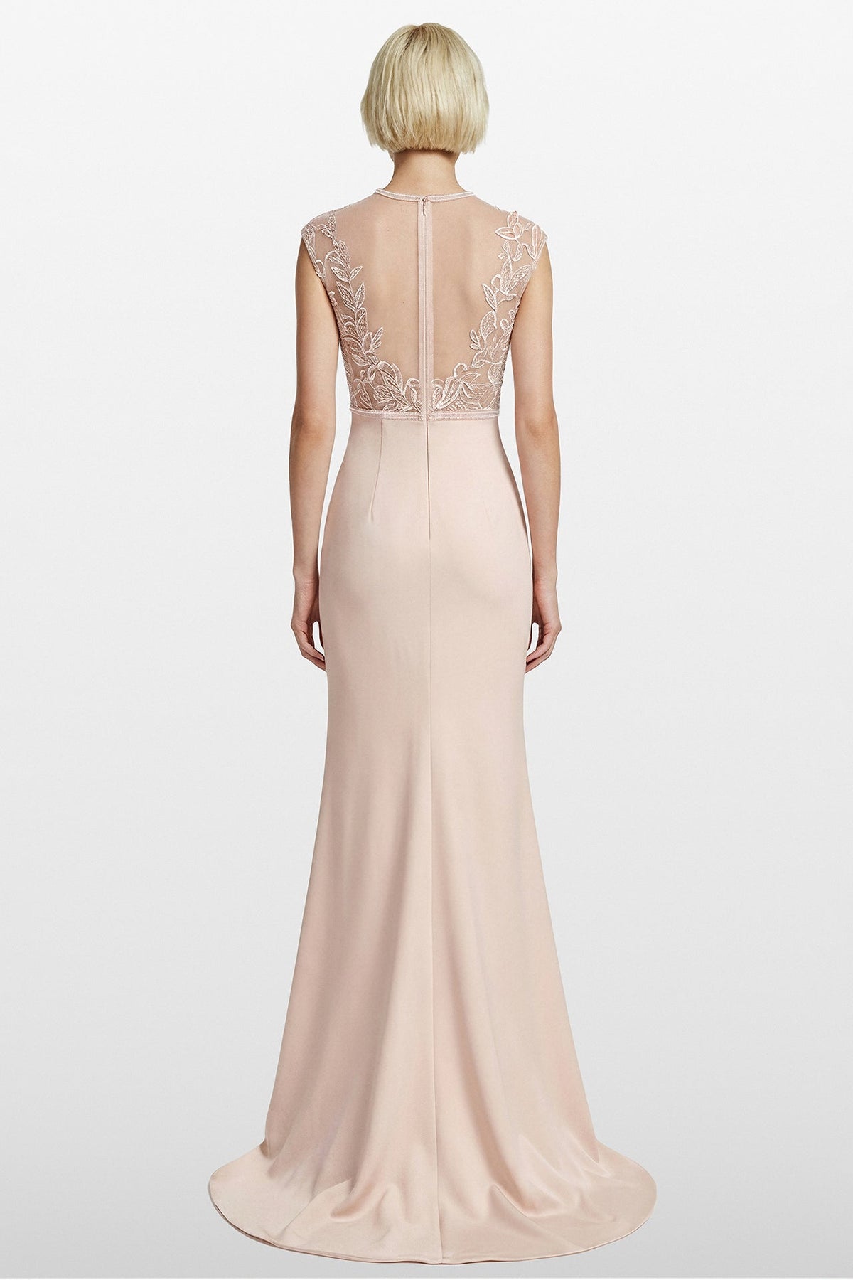 Button-Front Illusion-Yoke Gown