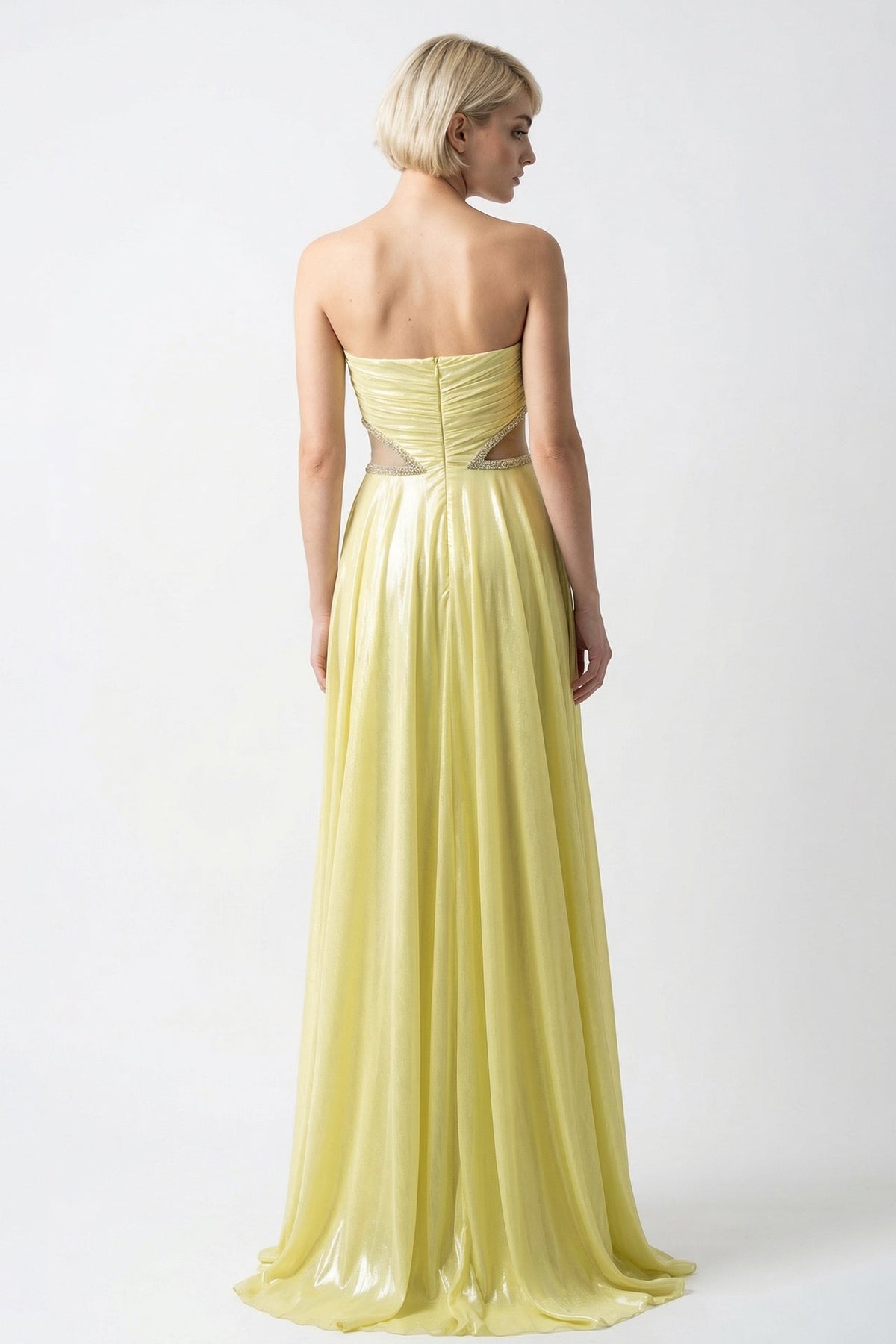 Draped Halter Cut-Out Gown
