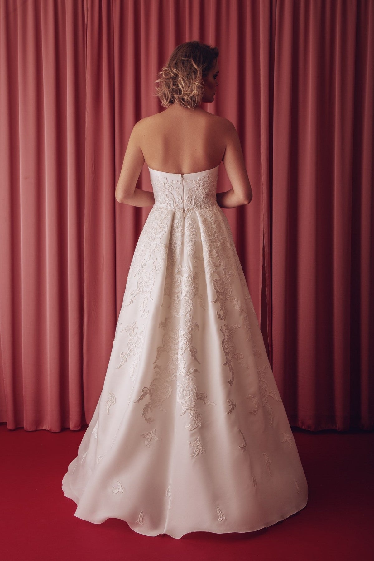 Strapless Sequin Overskirt Gown